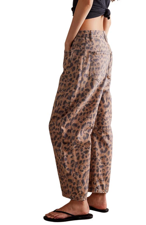 FREE PEOPLE FREE PEOPLE LEOPARD PRINT BARREL LEG JEANS 