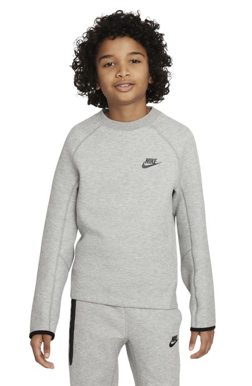 Nike Kids' Tech Fleece Crewneck Sweatshirt In Dark Grey Heather/black