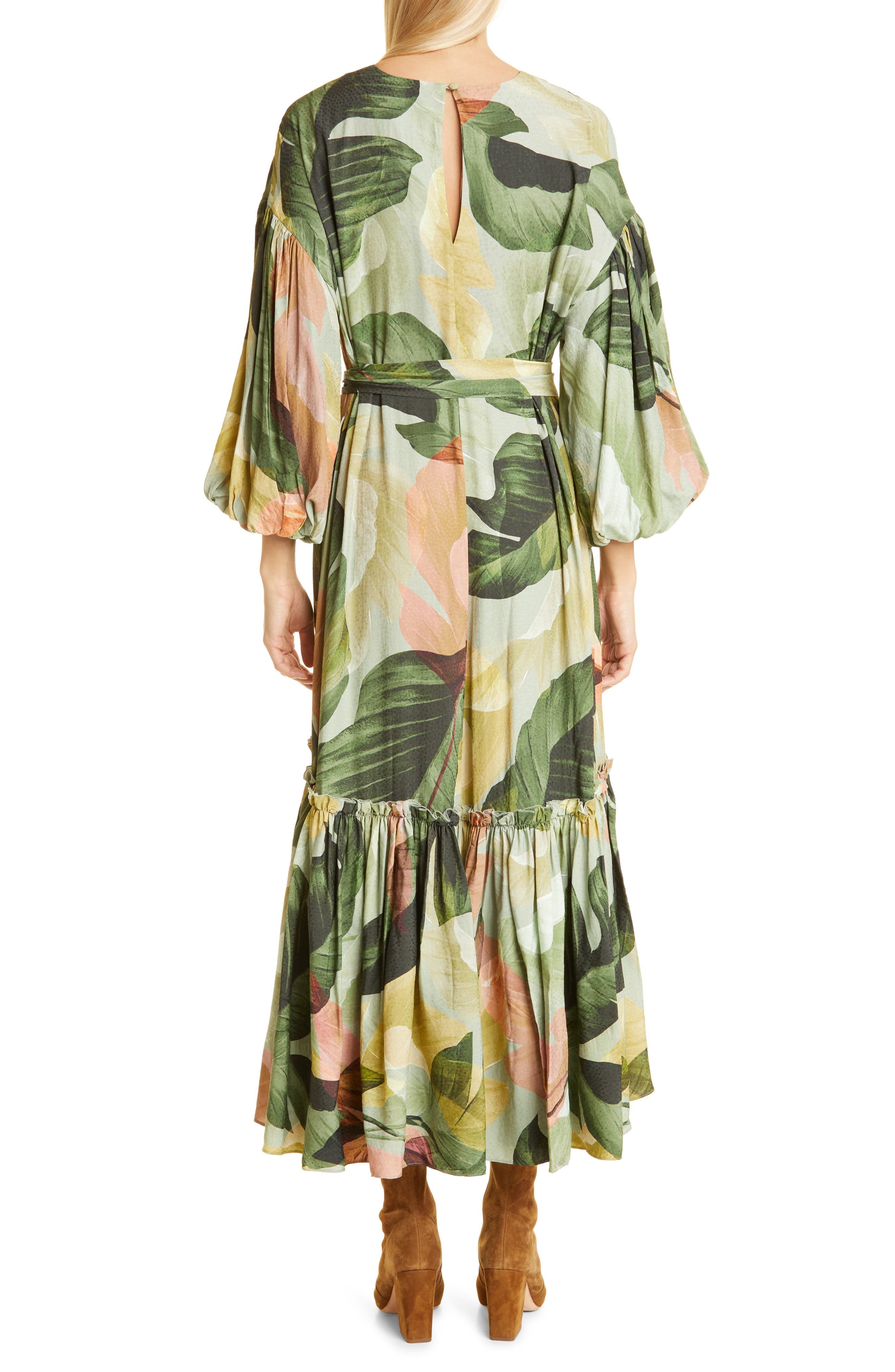 tropical long sleeve dress