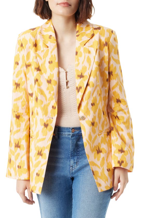 Shop Sam Edelman Sire Floral Linen Blend Blazer In Bellini-sunshine Floral