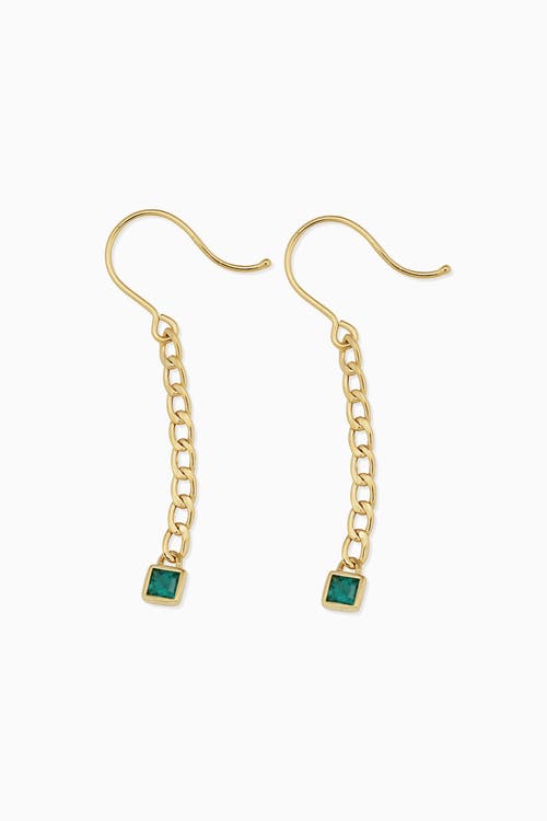 Oradina 14k Gold Dazzle Me Curb Drop Earrings In Gold - Green Zirconia