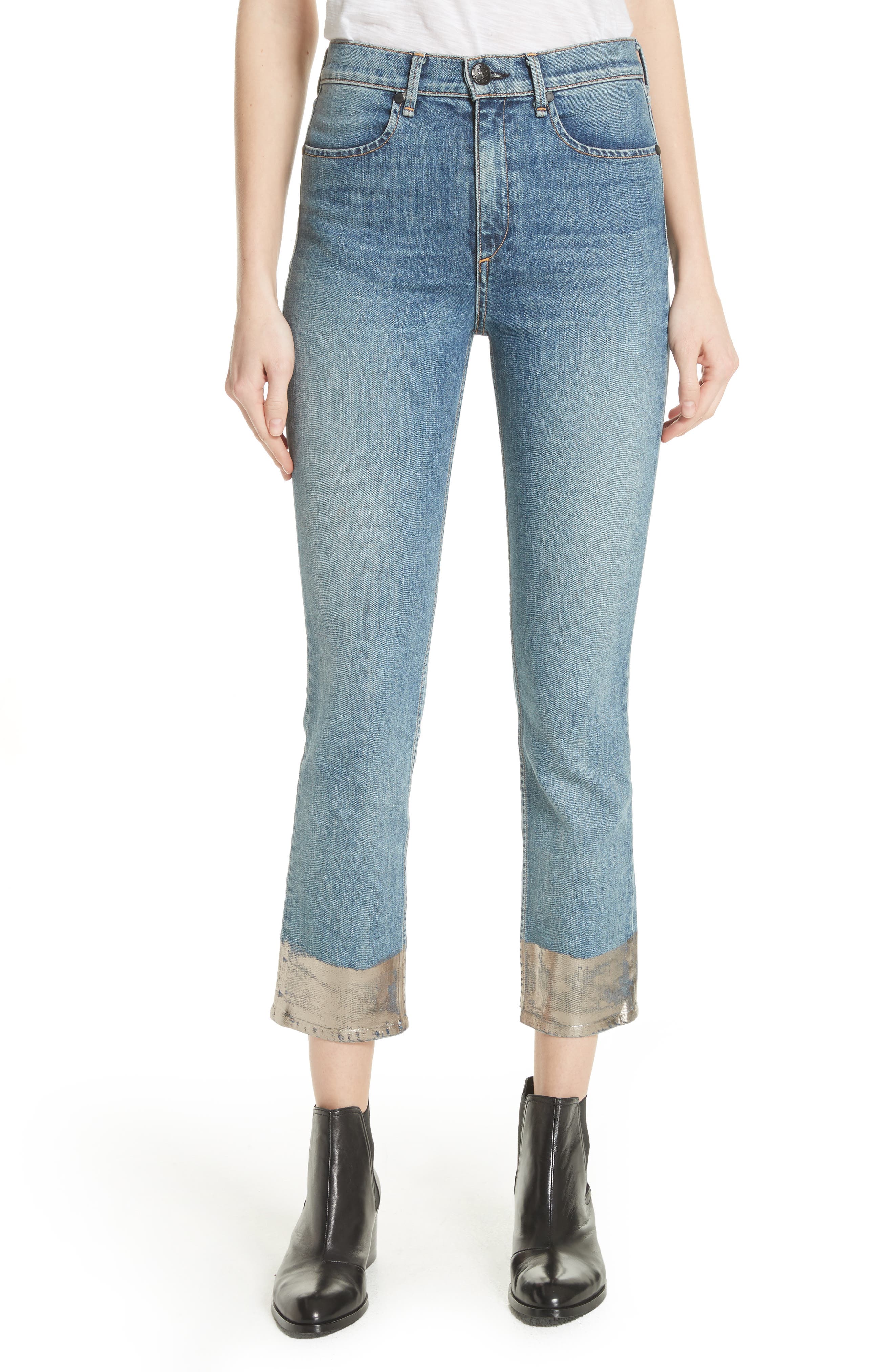 rag and bone metallic jeans