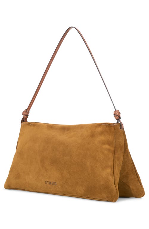 Shop Staud Wally Suede Shoulder Bag In Tan