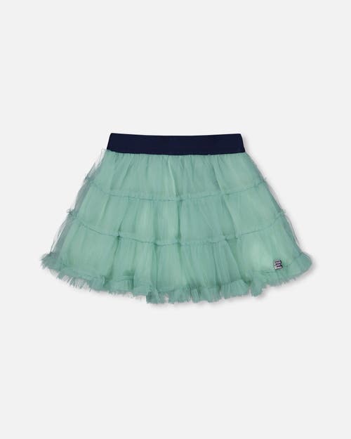 Shop Deux Par Deux Little Girl's Mesh Skirt With Frills Turquoise In Aqua Sea