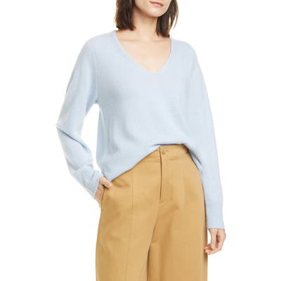 Vince Wool & Cashmere V-Neck Sweater, Blue