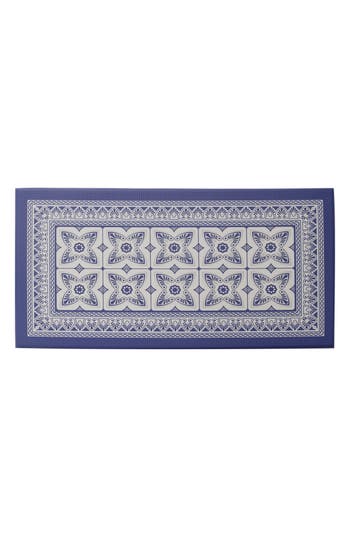 J&v Textiles J And V Textiles 20" X 55" Anti Fatigue Kitchen Mat In Blue Geo