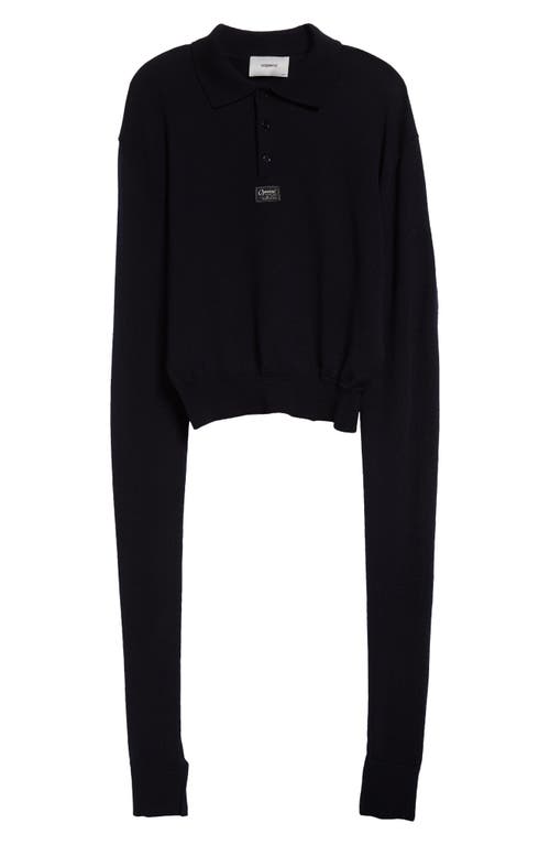 Shop Coperni Knotted Sleeve Virgin Wool Polo Sweater In Blue