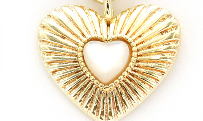 Shop Panacea Freshwater Pearl Heart Hoop Earrings In Gold