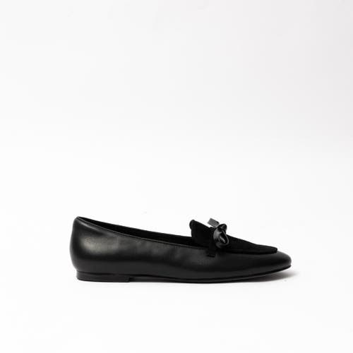 Shop Cecelia New York Elizabeth Bow Embellished Loafer In Blklthrblksude