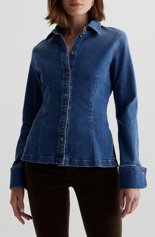 Shop Ag Cheryl Denim Button-up Shirt In Libertine