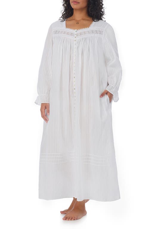 Long Sleeve Cotton Ballet Nightgown in White