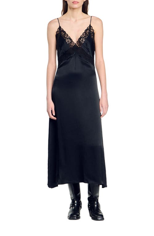 Shop Sandro Lace Maxi Dress In Black