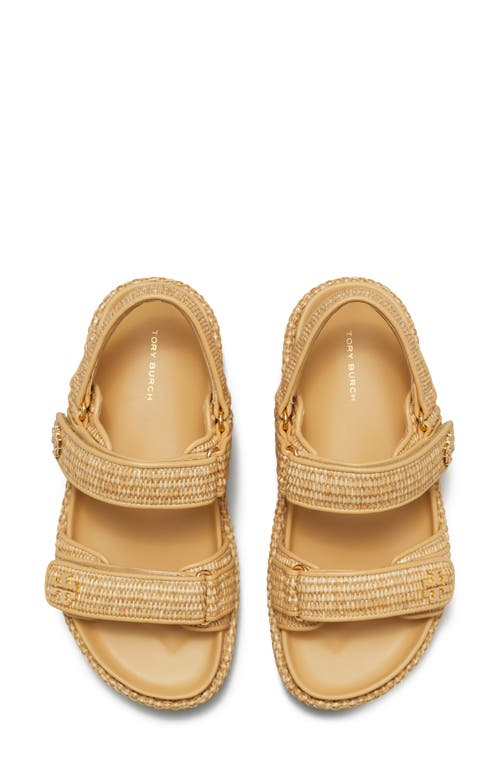 Tory Burch Raffia Kira Open Toe Textured Sole Sandals In Natural Raffia