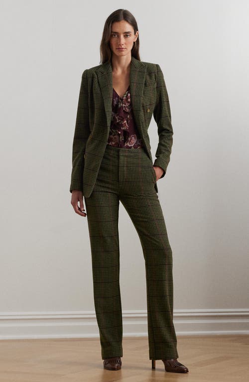 Shop Ralph Lauren Lauren Check Double Breasted Jacket In Olive Multi