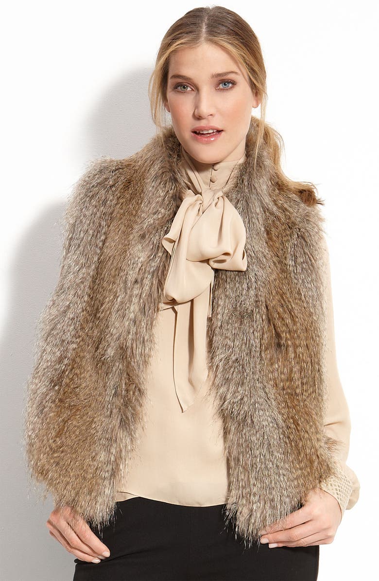 VINCE CAMUTO Faux Fur Vest, Main, color, CAMEL