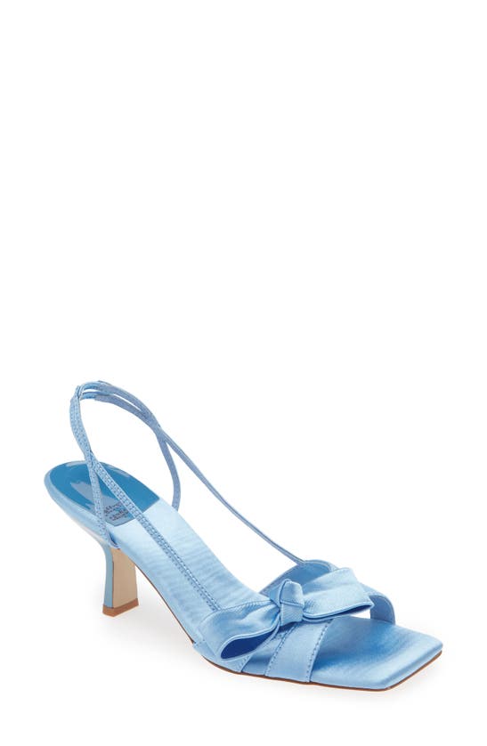 Shop Jeffrey Campbell Take A Bow Slingback Sandal In Light Blue Satin