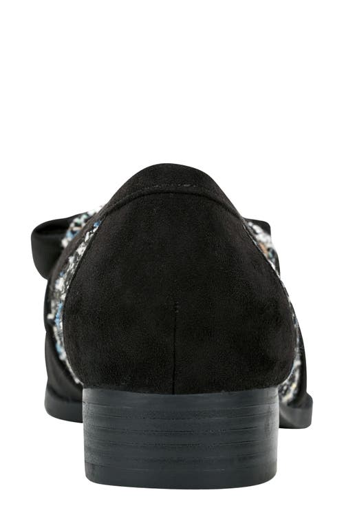 Bandolino Bow Loafer In Black Cream Tweed