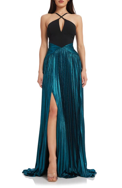 Dress the Population Tuuli Halter Gown Deep Teal at Nordstrom,