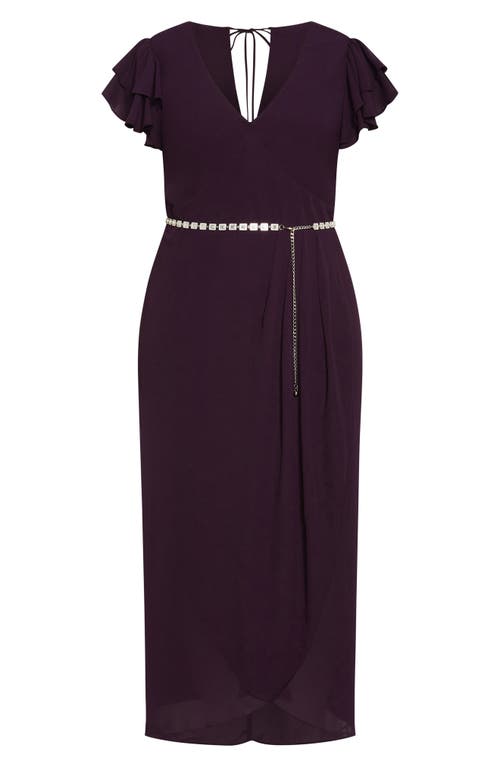 Shop City Chic Enya Faux Wrap Dress In Spiced Plum