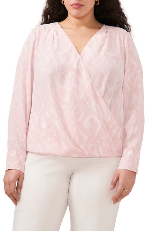 halogen(r) Abstract Pattern Cross Front Blouse in Scrolling Lines Pink