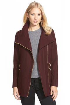 GUESS Asymmetrical Zip Wool Blend Coat | Nordstrom