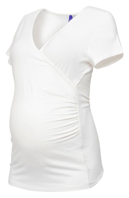 Shop Seraphine Faux Wrap Maternity T-shirt In Open White