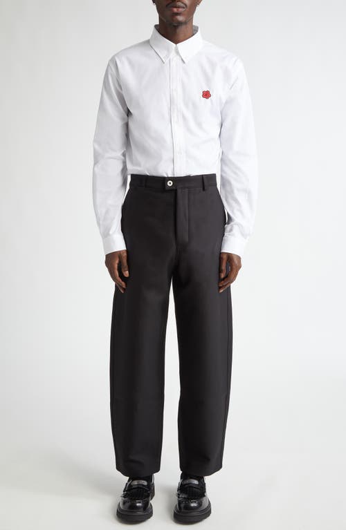 Shop Kenzo Tapered Cotton Workwear Pants In Black