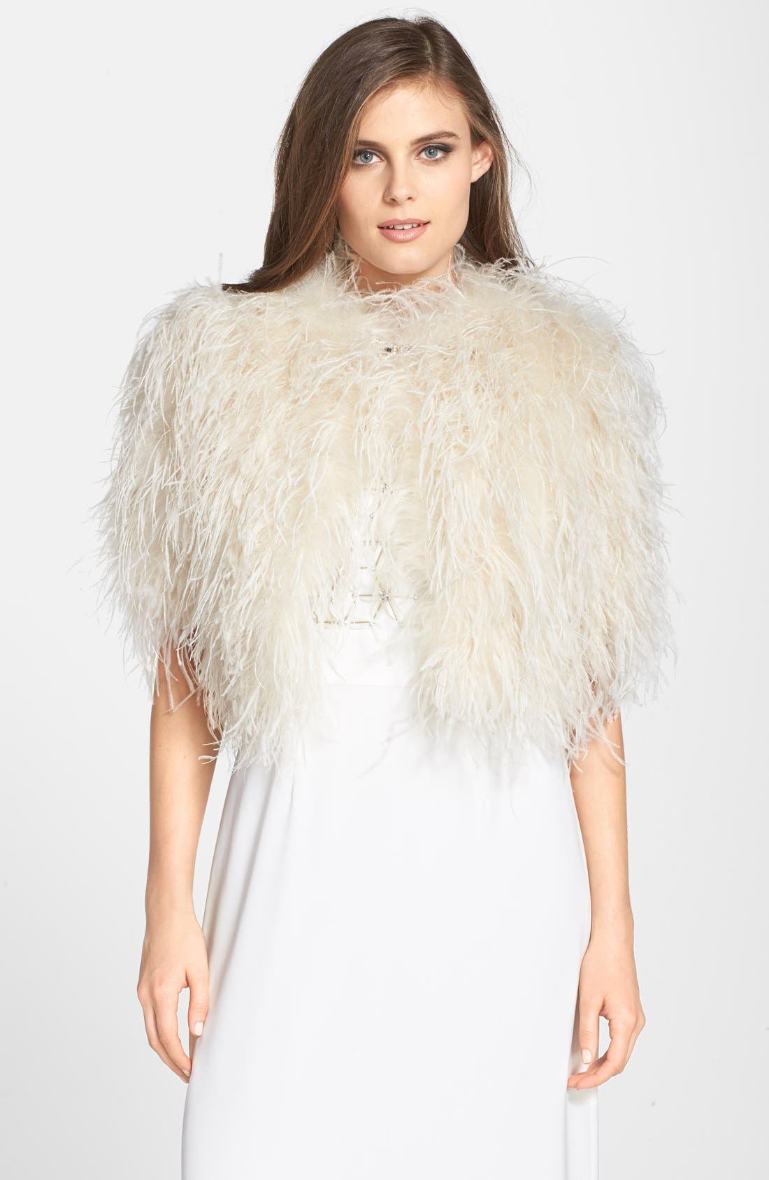 Ted Baker London 'Dalina' Ostrich Feather Crop Jacket Nordstrom