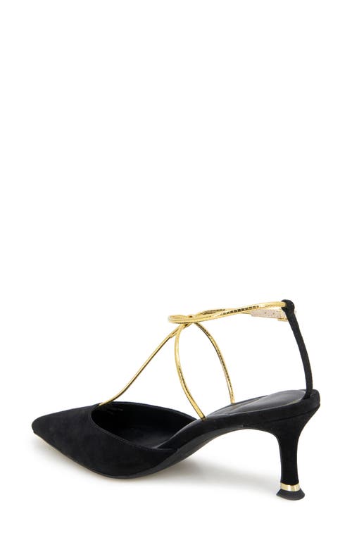 Kenneth Cole Umi T-strap Pointed Toe Pump In Black Suede