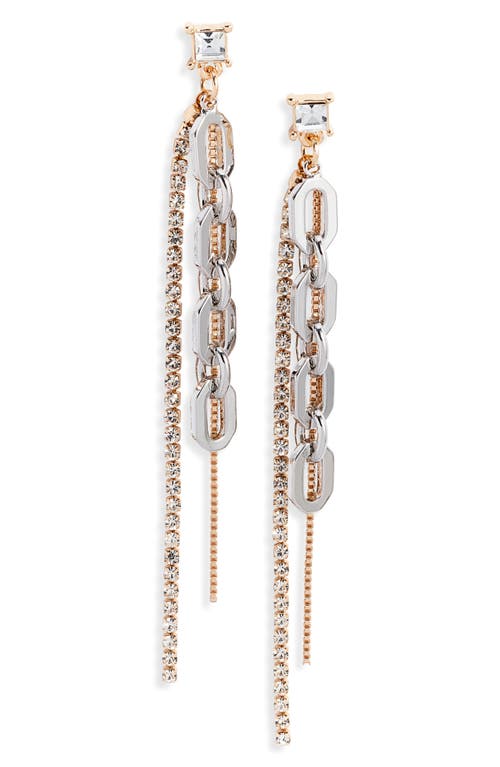 Crystal Mixed Chain Drop Earrings in Gold- Rhodium