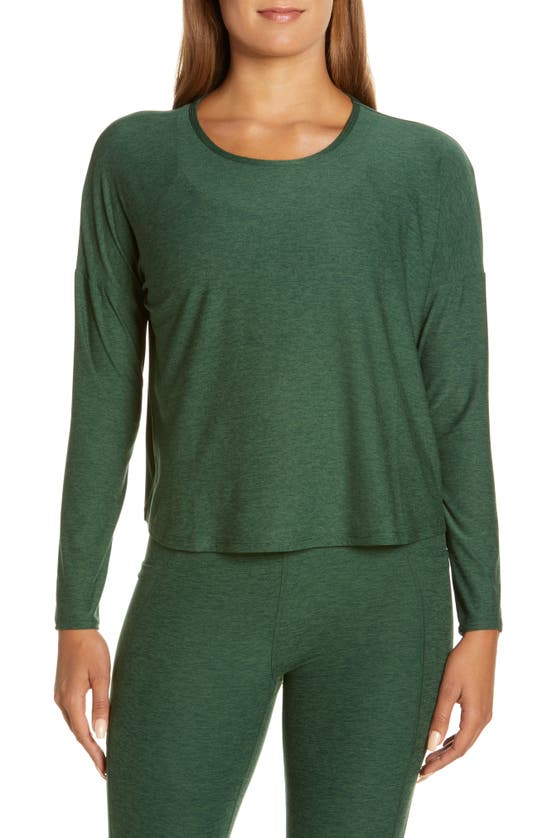 Shop Beyond Yoga Morning Light Pullover In Vetiver Green-pine