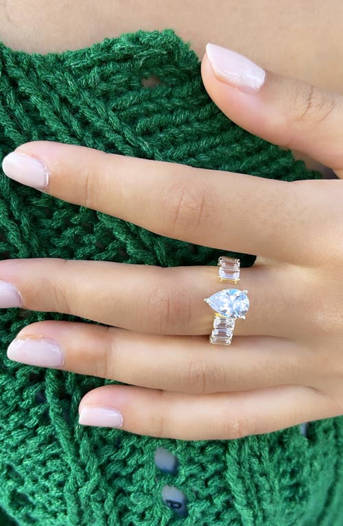 Shymi Pear & Emerald Cut Cubic Zirconia Eternity Ring In Gold/white