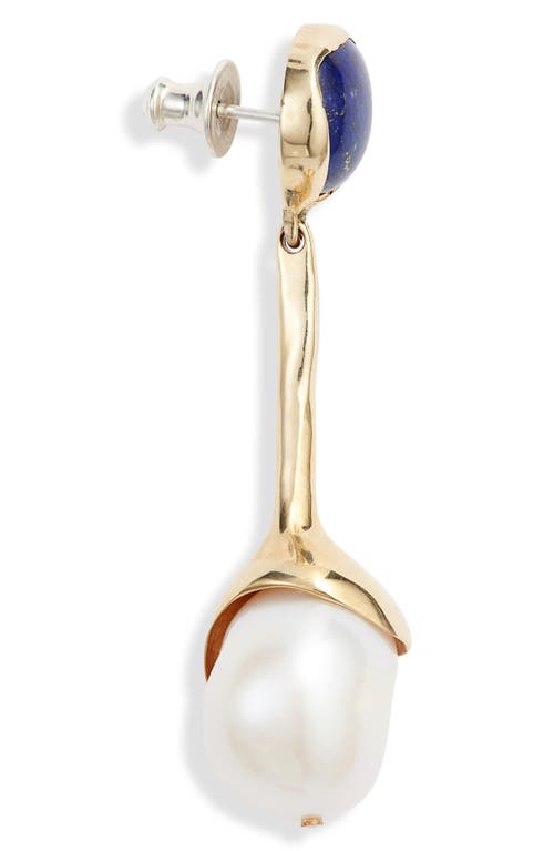 Shop Faris Sappho Drop Earrings In Bronze/lapis/pearl