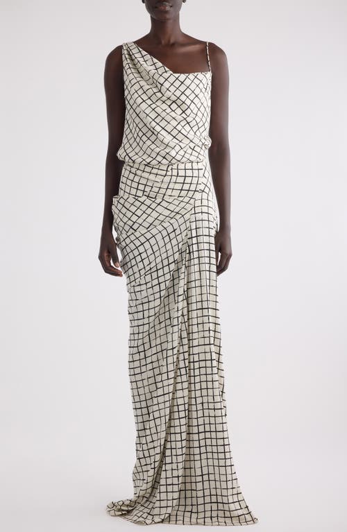 Shop Dries Van Noten Saren Grid Print Stretch Silk Skirt In White