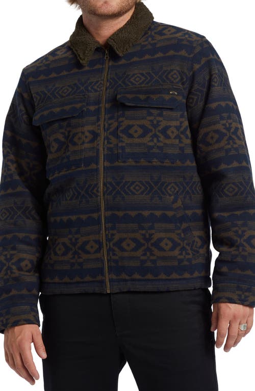 Billabong Barlow High Pile Fleece Lined Jacket In Dark Brown