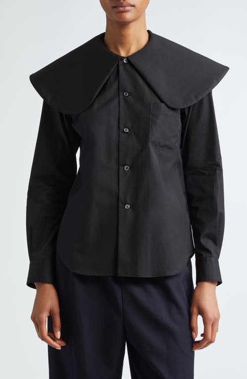 Comme des Garçons Oversize Collar Cotton Button-Up Shirt Black at Nordstrom,