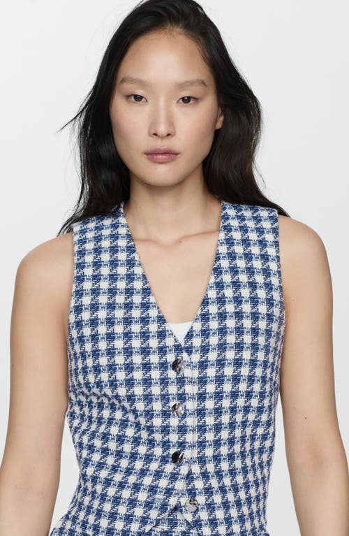 Mango Houndstooth Gilet Blue In Blue