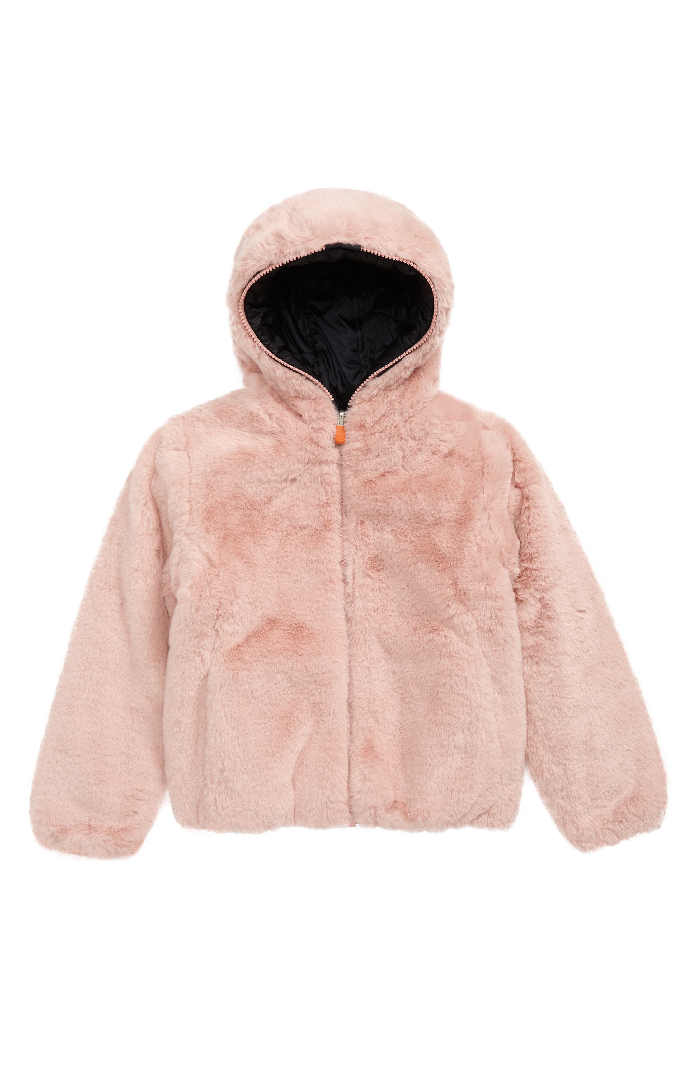 pink fluffy puffer jacket