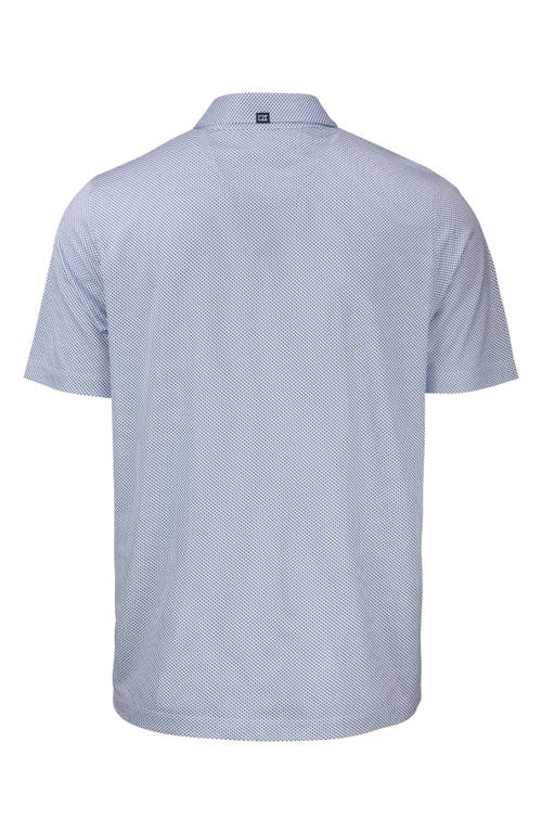 Cutter & Buck Pike Symmetry Print Recycled Blend Polo In White/tour Blue