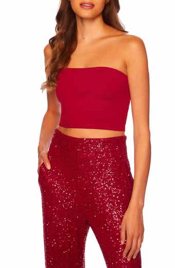 Susana Monaco Strapless Crop Top in Perfect Red