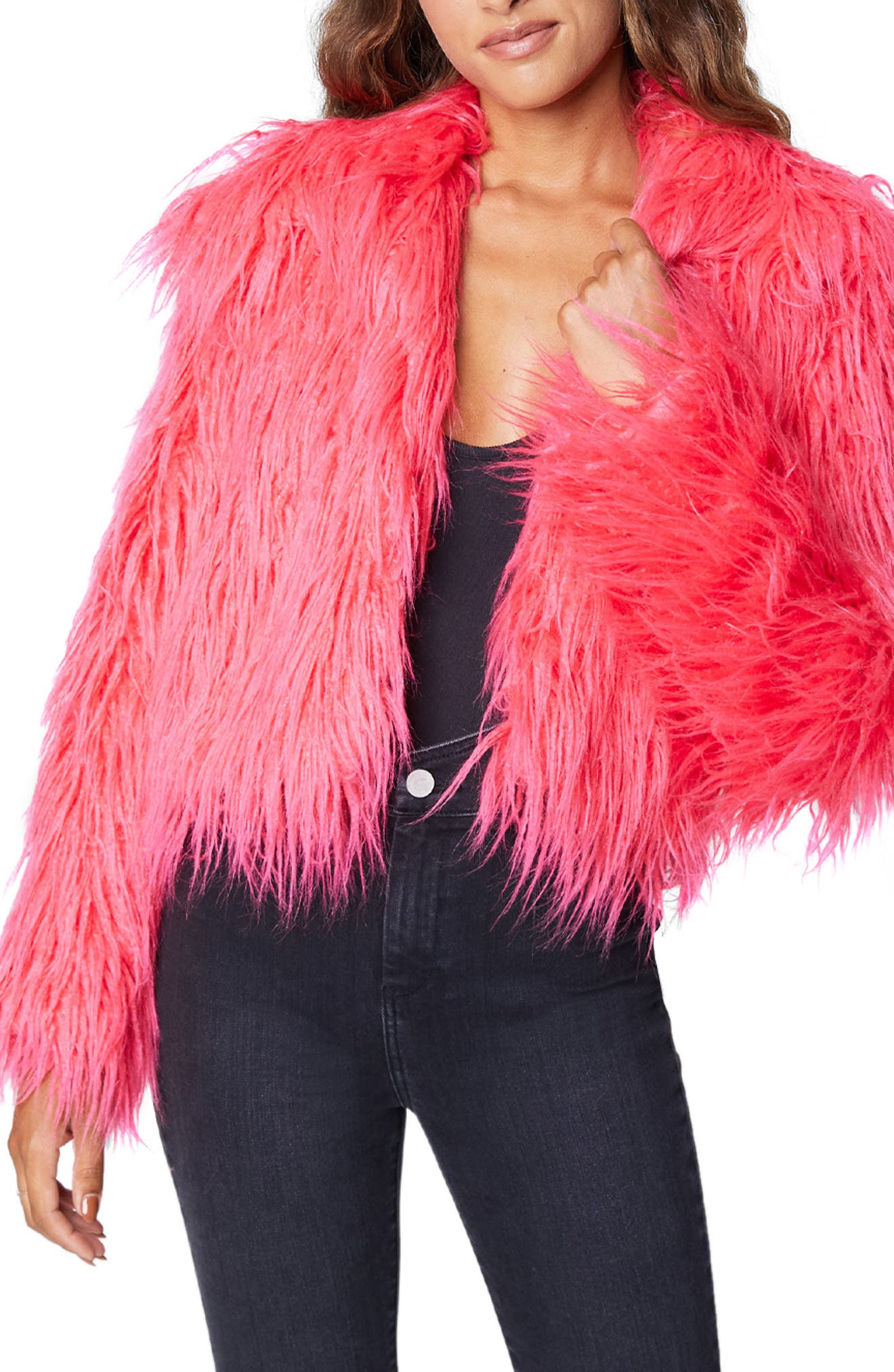 pink fur coat womens