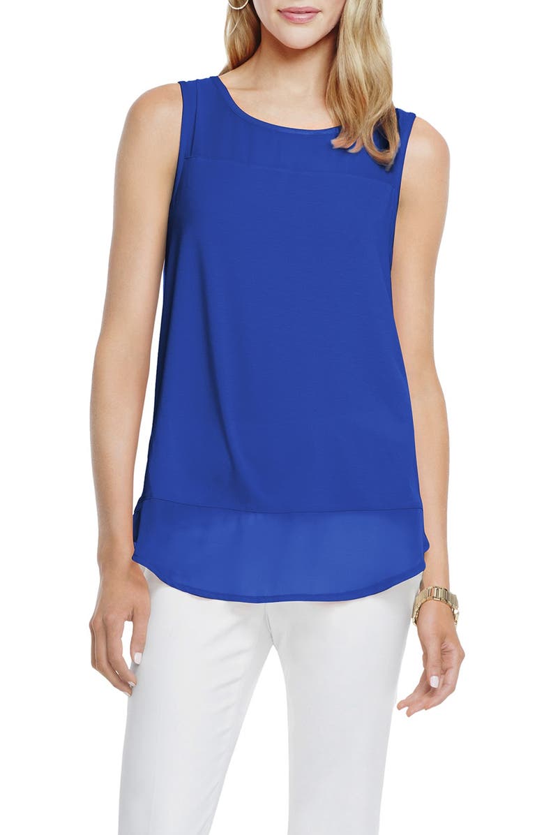 Vince Camuto Knit & Chiffon Sleeveless Top | Nordstrom