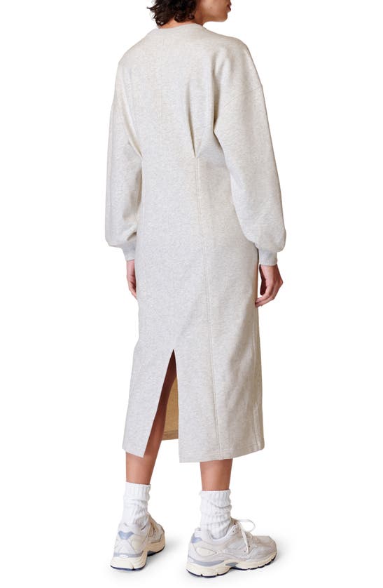 Shop Sweaty Betty Revive Tuck Long Sleeve Sweatshirt Dress In Ice Grey Marl