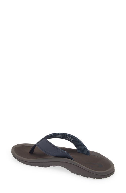 Shop Olukai Ohana Flip Flop In Blue Depth/espresso