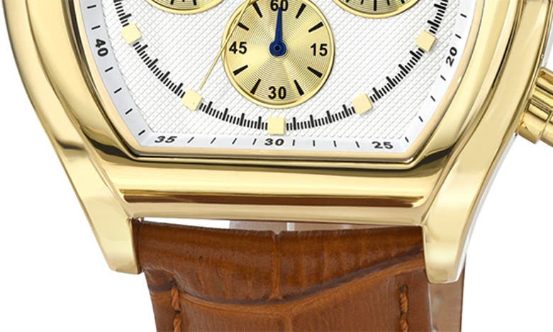 Porsamo Bleu Roman Chronograph Croc Embossed Leather Strap Watch, 42mm In Brown