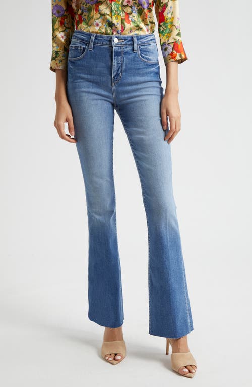 Shop L Agence L'agence Ruth High Waist Raw Hem Straight Leg Jeans In Garvey