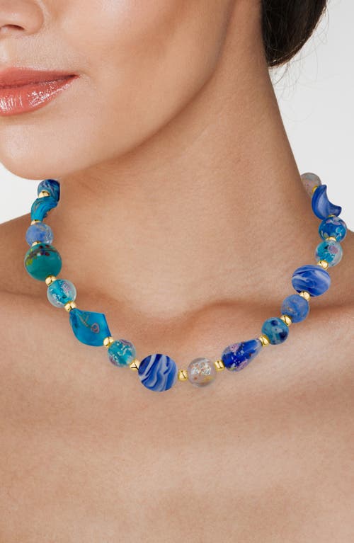 Jardin Mixed Beaded Necklace In Blue Multi