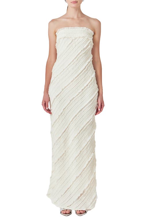 Shop Endless Rose Ruffle Strapless Maxi Dress In Ivory