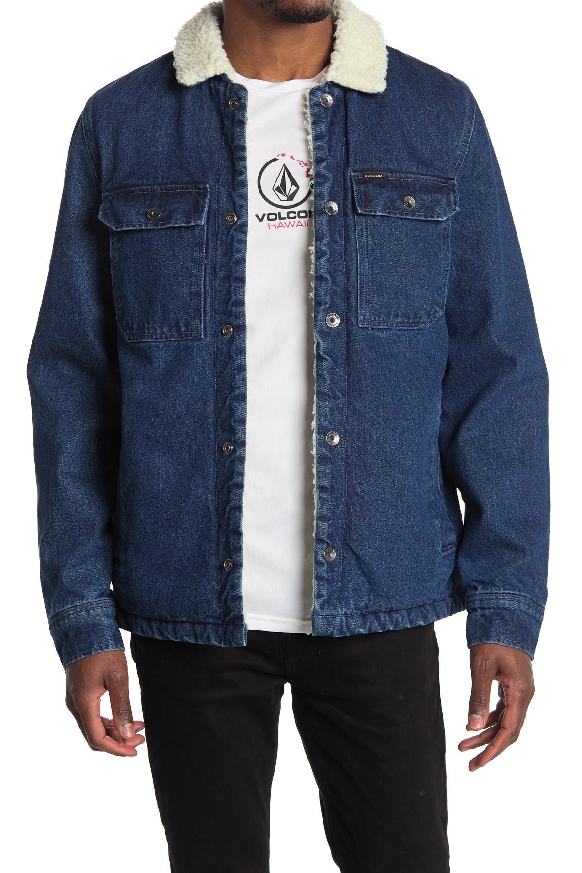 faux shearling collar denim jacket