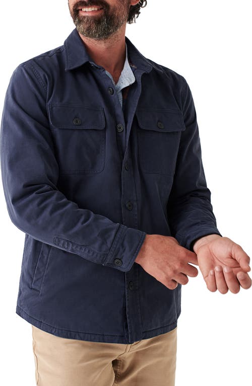 Faherty CPO Blanket Lined Stretch Organic Cotton Shirt Jacket in Washed Navy at Nordstrom, Size Medium